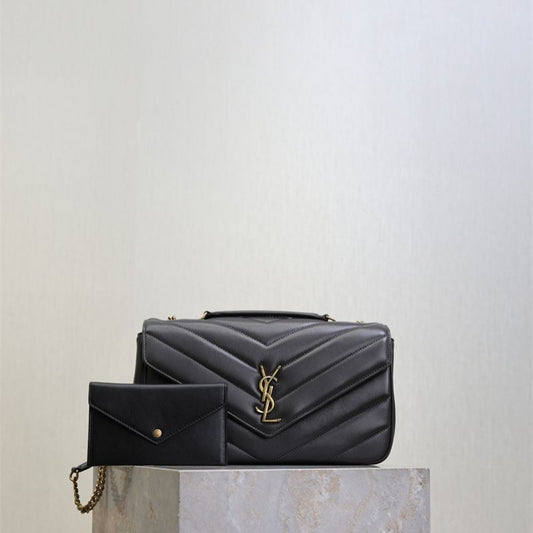 Saint Laurent Loulou shoulder bag in black matelassé