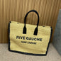 Saint Laurent Rive Gauche Tote Bag in raffia and leather.