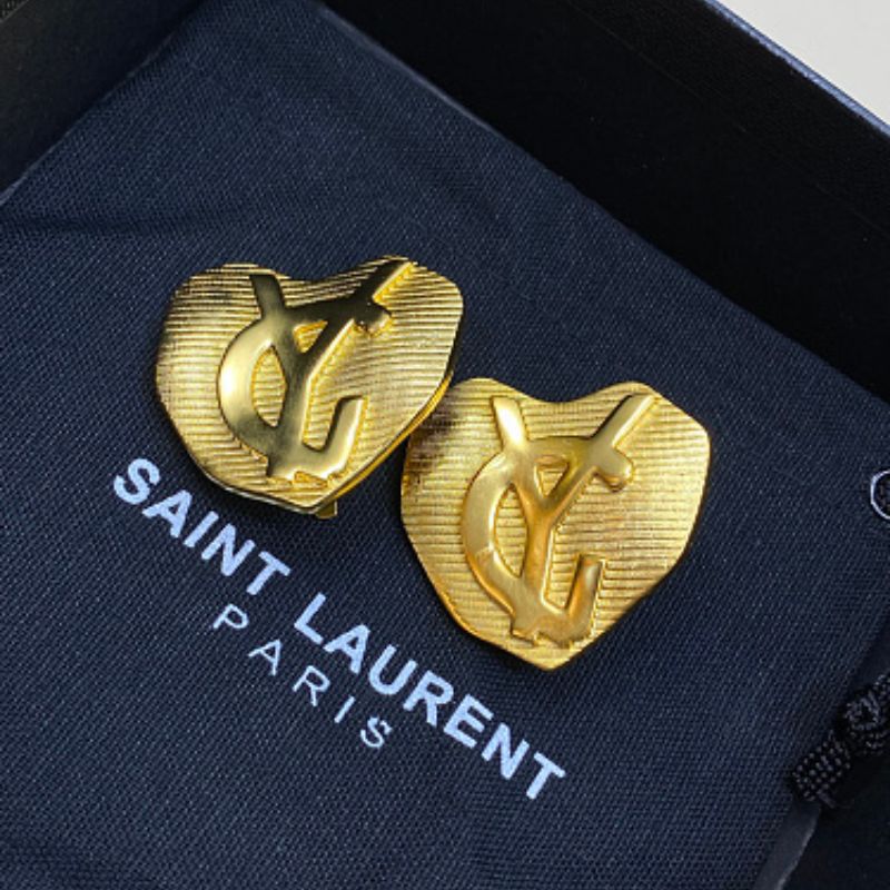 Yves Saint Laurent (YSL) textured heart logo earrings,