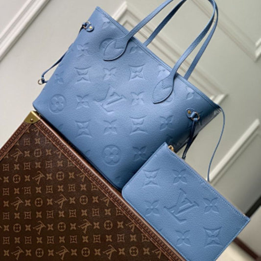 Louis Vuitton Neverfull MM tote bag in the Blue Jean