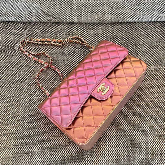 CHANEL 20B iridescent purple classic flap bag