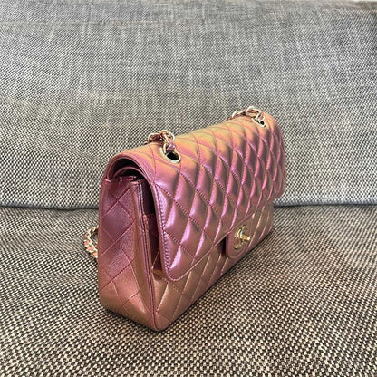 CHANEL 20B iridescent purple classic flap bag