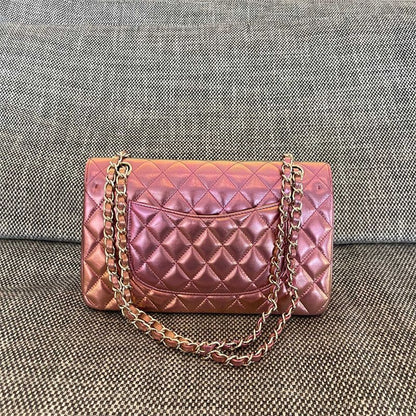 CHANEL 20B iridescent purple classic flap bag