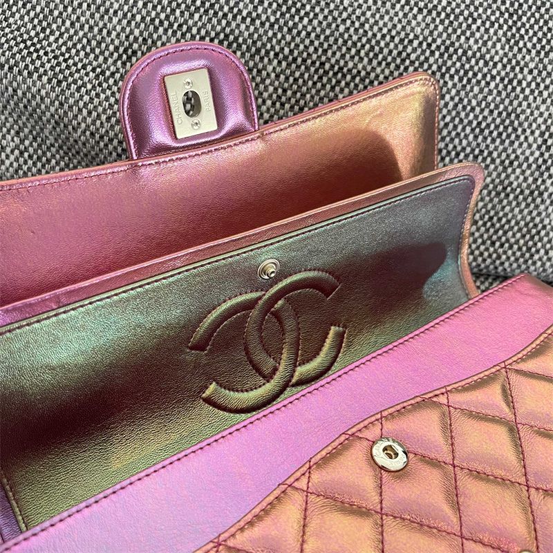 CHANEL 20B iridescent purple classic flap bag