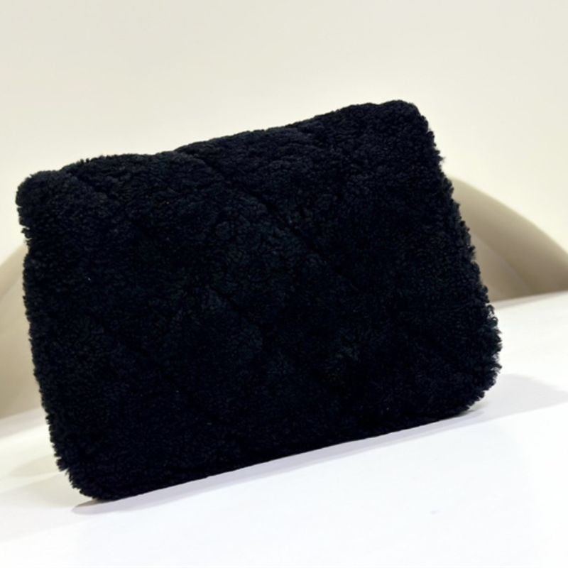 Chanel Mini Shearling Flap Bag Black