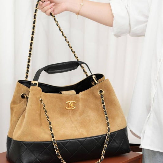 Chanel Two-Tone Leather & Suede Tote Ba