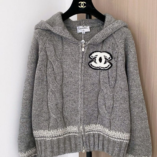 Chanel grey knit hoodie