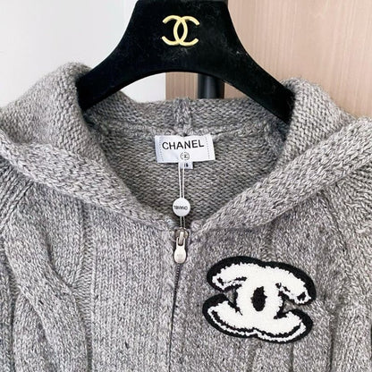 Chanel grey knit hoodie