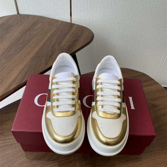 Gucci MAC80 Off-White Metallic Gold sneakers
