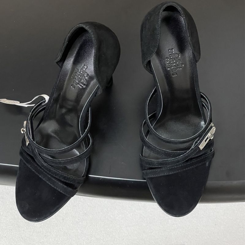 Hermès black high-heeled sandals