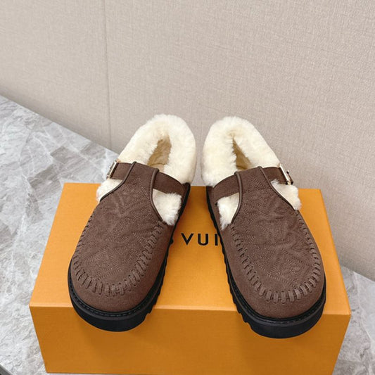 Louis Vuitton loafers with a fur or shearling lining