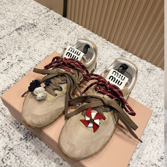 Miu Miu Tyre Technical Fabric and Suede Sneakers.