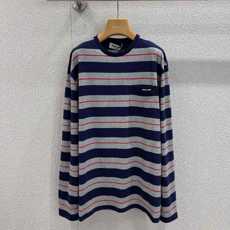 Miu Miu striped pattern long-sleeved t-shirt.