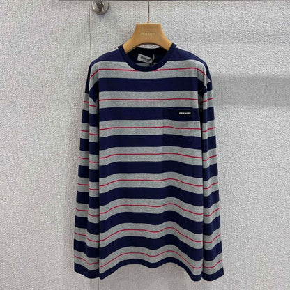 Miu Miu striped pattern long-sleeved t-shirt.
