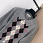 Miu Miu Argyle Intarsia-Knit Half-Zip Sweater