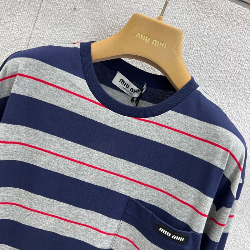 Miu Miu striped pattern long-sleeved t-shirt.