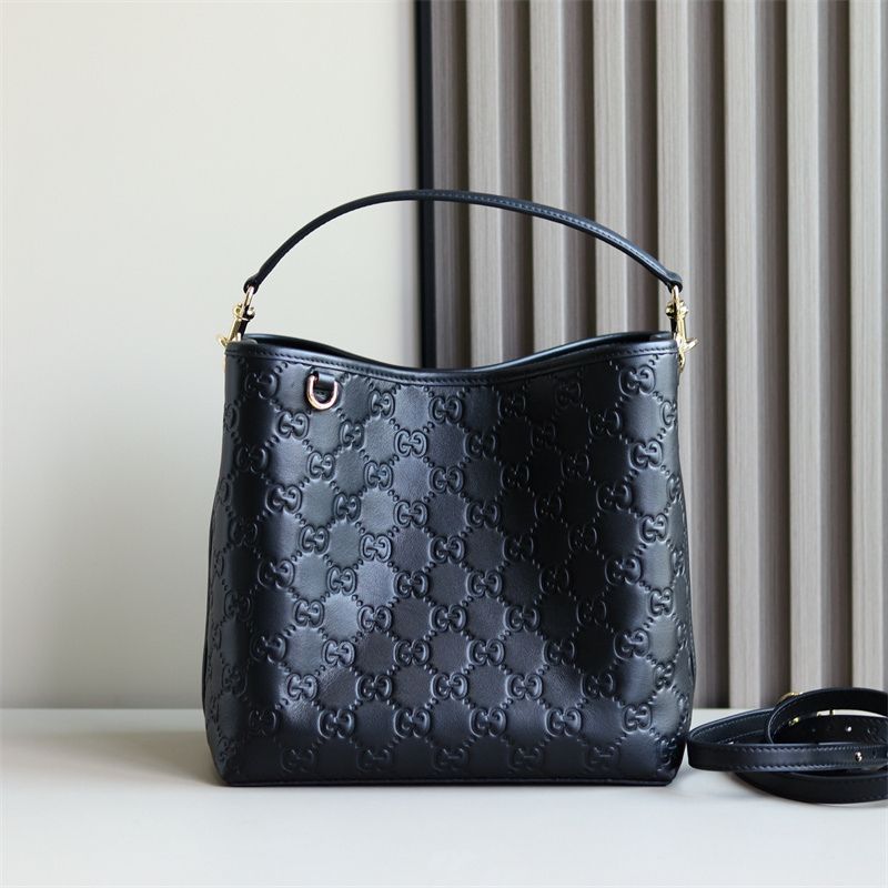 Gucci GG Emblem small bucket bag