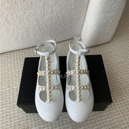 Chanel Mary Jane pearl flats