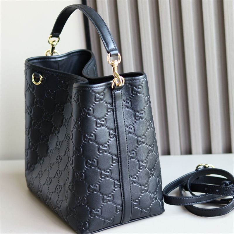 Gucci GG Emblem small bucket bag