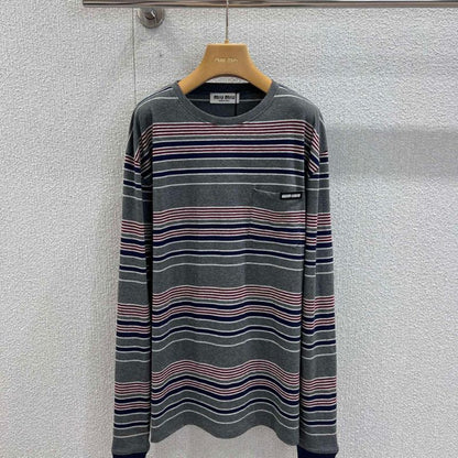 Miu Miu striped long-sleeved jersey T-shirt