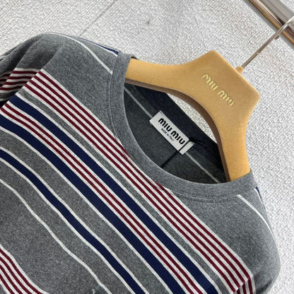Miu Miu striped long-sleeved jersey T-shirt