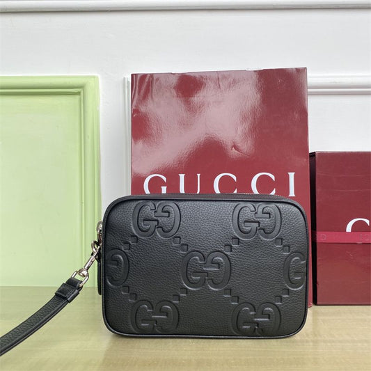 Gucci Jumbo GG Small Pouch in black leather