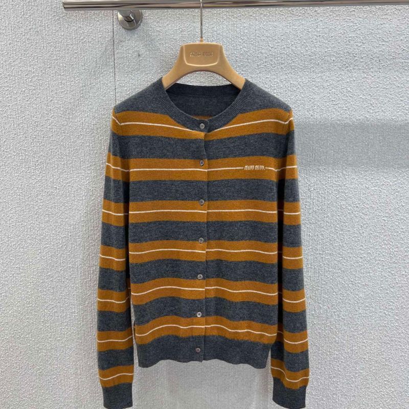 miu miu striped crewneck knit sweater