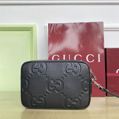 Gucci Jumbo GG Small Pouch in black leather