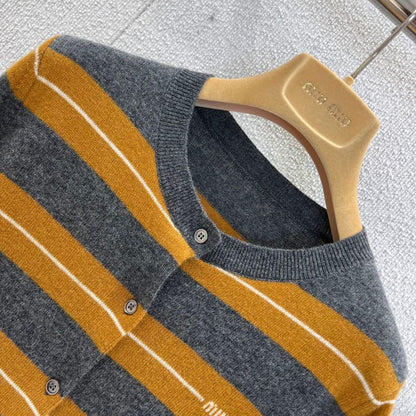 miu miu striped crewneck knit sweater