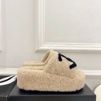 Chanel fuzzy slides