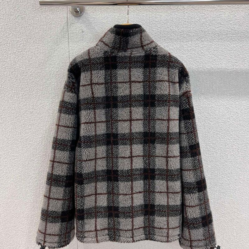 Miu Miu Checked Teddy Zipper Jacket