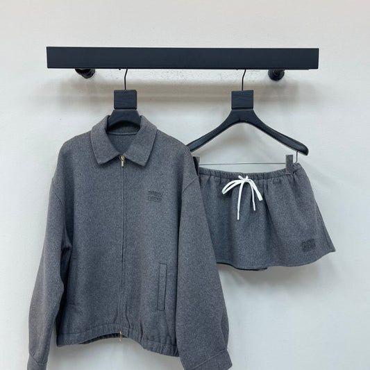 Miu Miu gray felt or wool-blend two-piece set