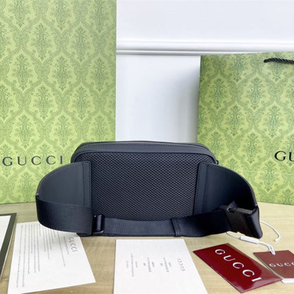 Gucci GG Embossed Leather Belt Bag in black