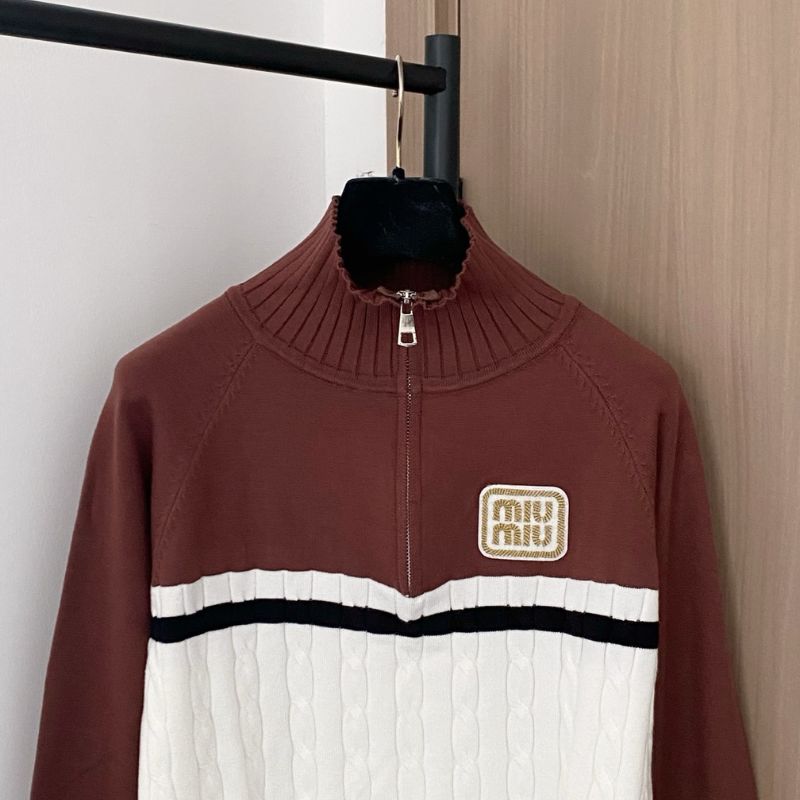 Miu Miu knit polo high collar sweater.