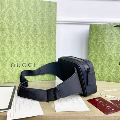 Gucci GG Embossed Leather Belt Bag in black