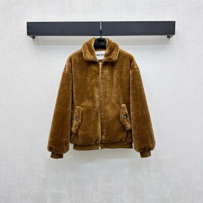 Miu Miu teddy zip-up bomber-style jacket