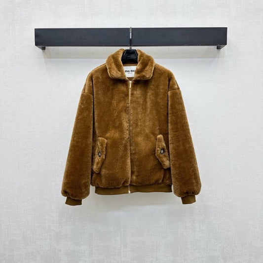 Miu Miu teddy zip-up bomber-style jacket