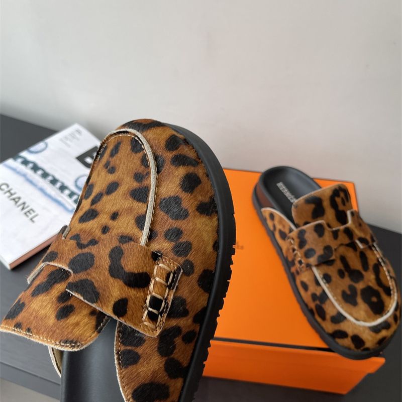 Hermes leopard-print mule loafers