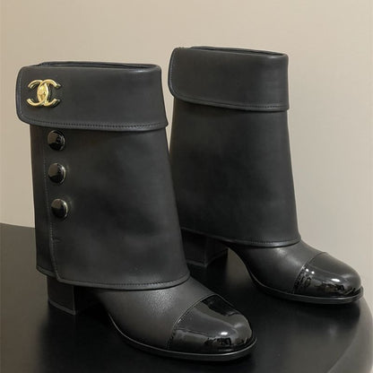 Chanel boots with a fold-over cuff and buttons