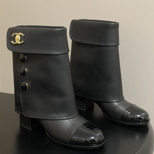 Chanel boots with a fold-over cuff and buttons