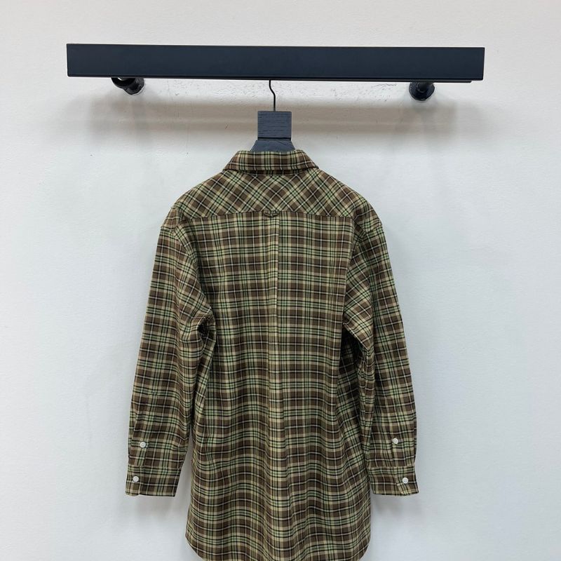 Miu Miu brown plaid shirt.