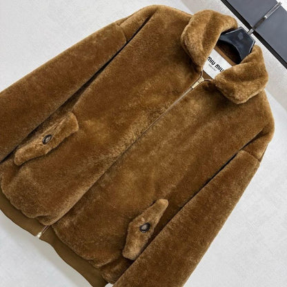 Miu Miu teddy zip-up bomber-style jacket