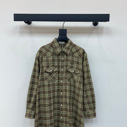 Miu Miu brown plaid shirt.