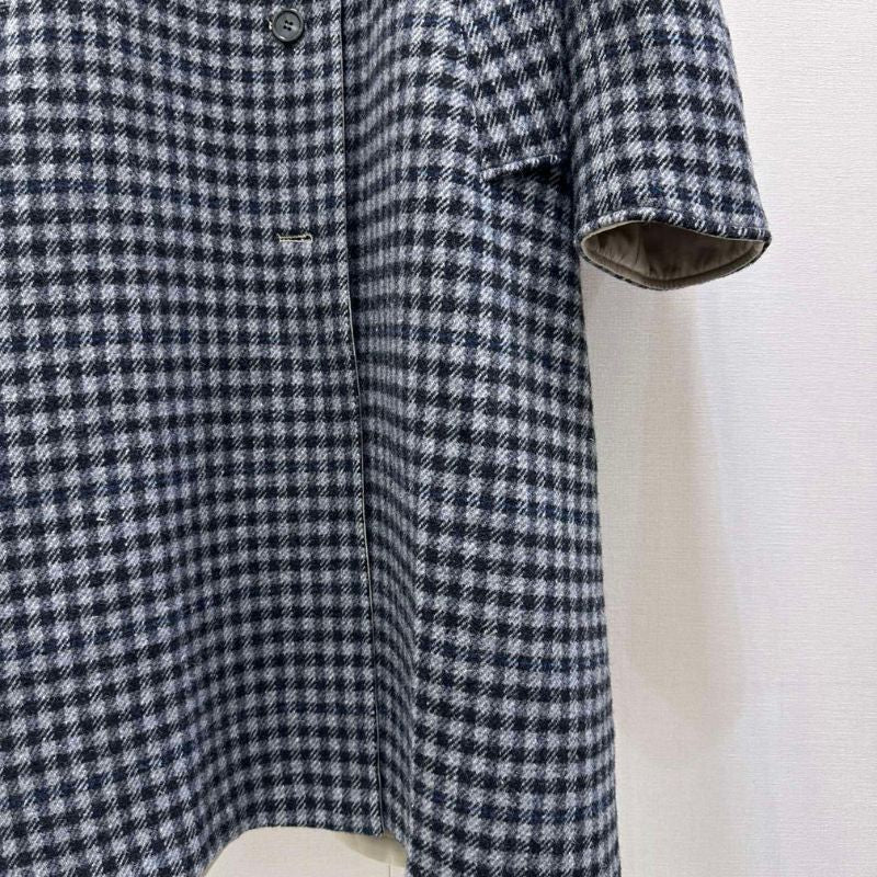 Miu Miu Single-Breasted Gingham-Check Coat.