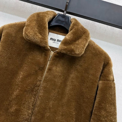 Miu Miu teddy zip-up bomber-style jacket