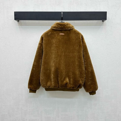 Miu Miu teddy zip-up bomber-style jacket