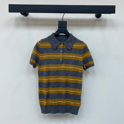 Miu Miu striped knit polo shirt