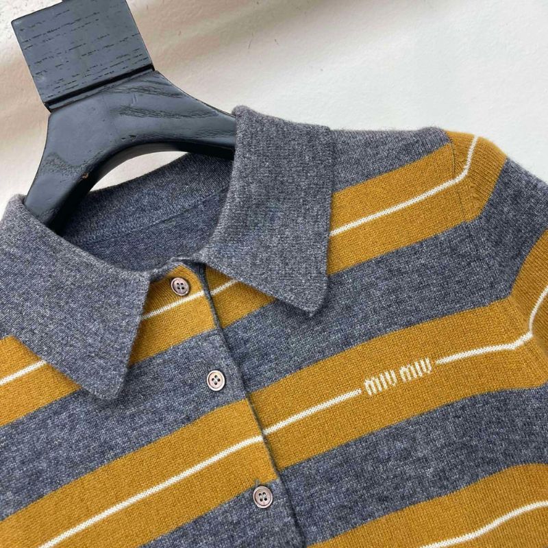 Miu Miu striped knit polo shirt