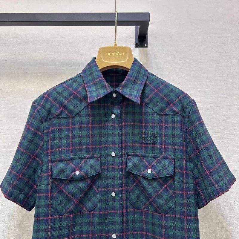 Miu Miu Pleated Plaid Mini-Dress