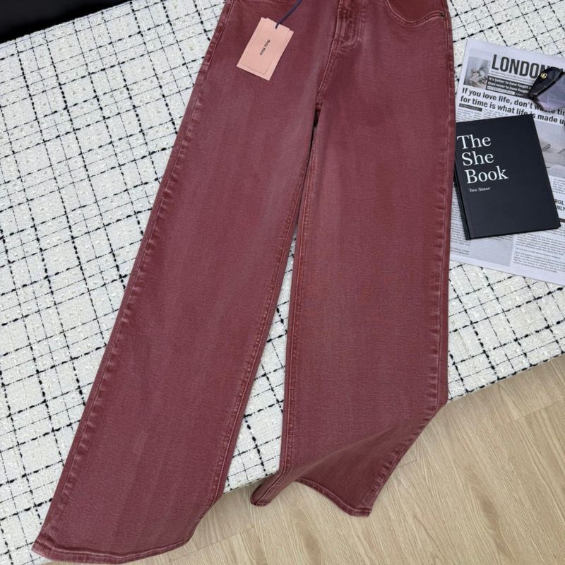 Miu Miu wide-leg red or burgundy jeans
